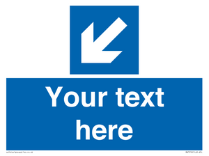 Custom Directional signage blue down left arrow 